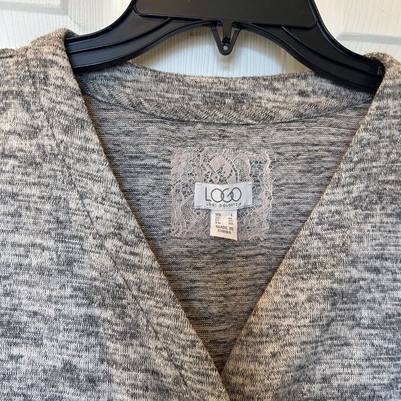 LOGO‎ Lori Goldstein Button Up Lace Trim V-neck Sweater Vest, Women’s, Lg, Gray - Picture 3 of 16